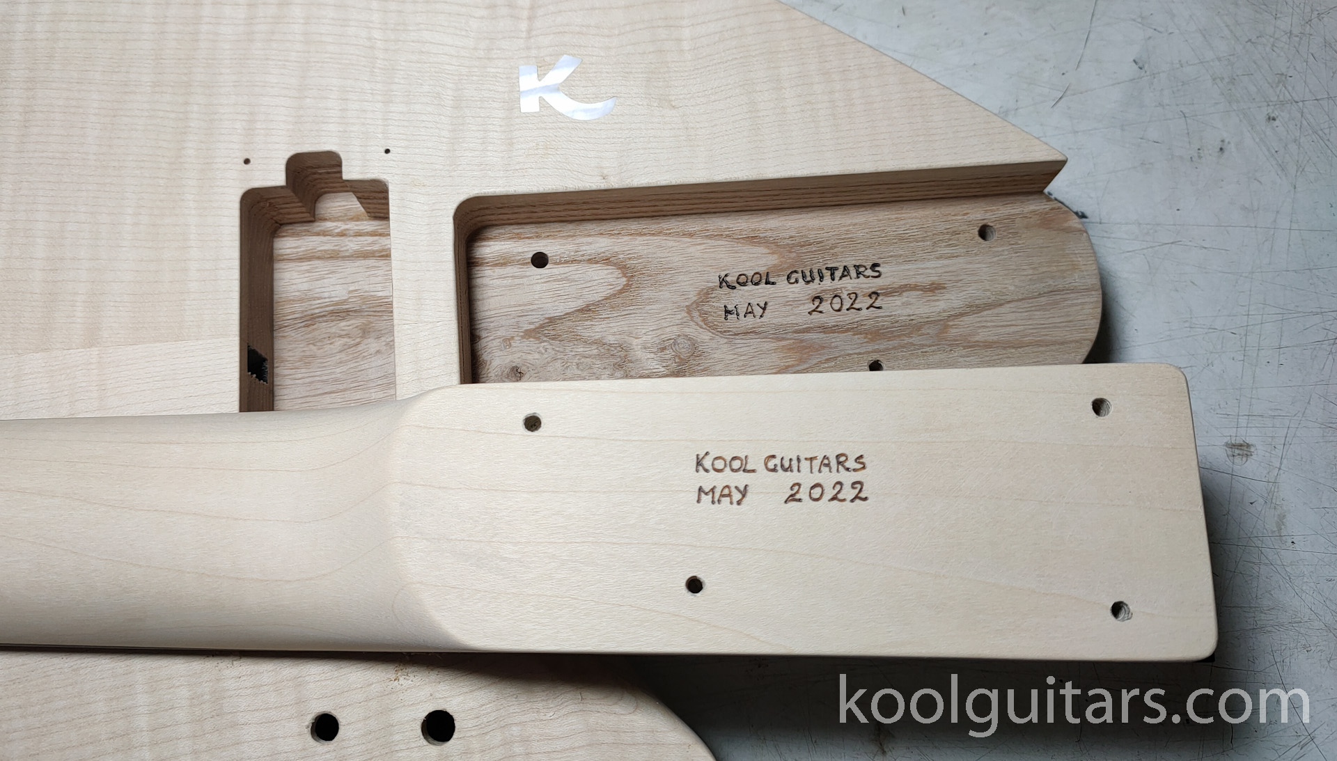 koolguitars, alder, maple, ebony fretboard
